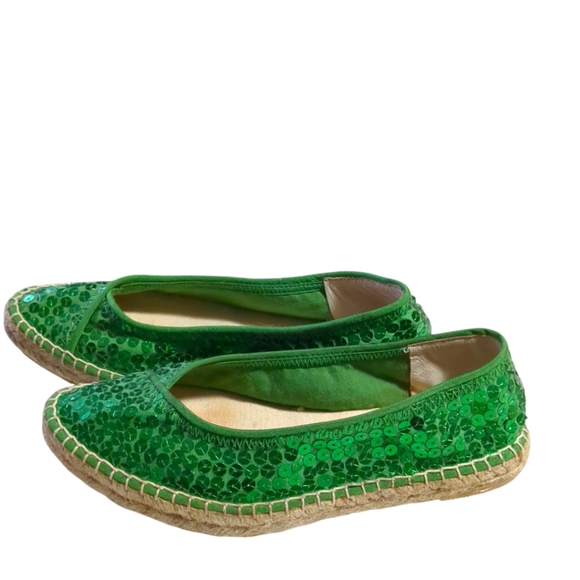 3/25BC Footwear Green Sequin Flats Size 6 - Picture 3 of 14